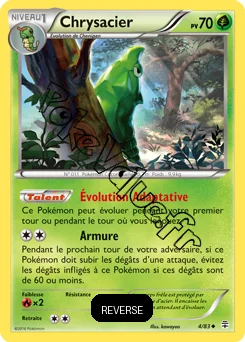 Carte Pokémon Metapod  Reverse n°4 de la série Générations