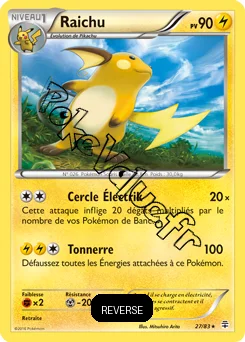 Carte Pokémon Raichu  Reverse n°27 de la série Générations