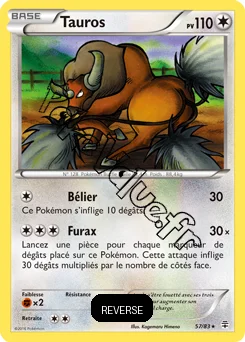 Carte Pokémon Tauros  Reverse n°57 de la série Générations