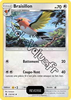 Carte Pokémon Braisillon  Reverse n°110 de la série Gardiens Ascendant