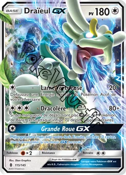 Carte Pokémon Draïeul GX n°115 de la série Gardiens Ascendant