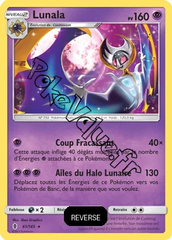 Carte Pokémon Lunala  Reverse n°61 de la série Gardiens Ascendant