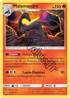Carte Pokémon Malamandre  n°16 de la série Gardiens Ascendant