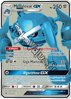 Carte Pokémon Métalosse GX n°139 de la série Gardiens Ascendant