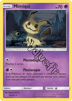 Carte Pokémon Mimiqui n°58 de la série Gardiens Ascendant