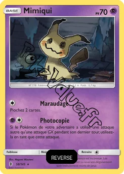 Carte Pokémon Mimiqui Reverse n°58 de la série Gardiens Ascendant