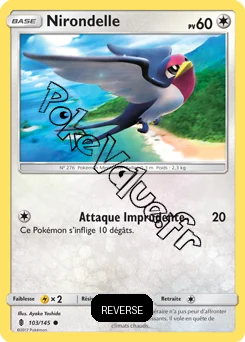 Carte Pokémon Nirondelle  Reverse n°103 de la série Gardiens Ascendant