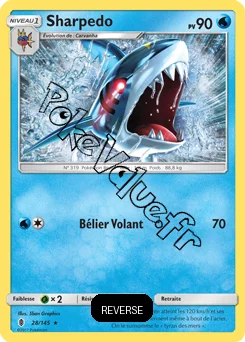 Carte Pokémon Sharpedo  Reverse n°28 de la série Gardiens Ascendant