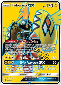 Carte Pokémon Tokorico GX  n°135 de la série Gardiens Ascendant