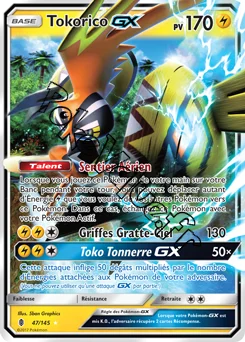 Carte Pokémon Tokorico GX  n°47 de la série Gardiens Ascendant