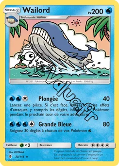 Carte Pokémon Wailord  n°30 de la série Gardiens Ascendant