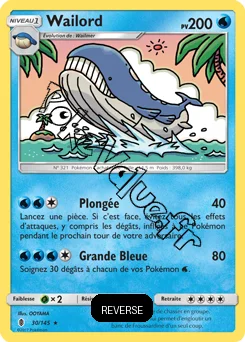 Carte Pokémon Wailord  Reverse n°30 de la série Gardiens Ascendant
