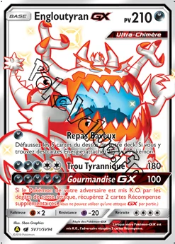Carte Pokémon Engloutyran GX  n°SV71 de la série Destinées Occultes