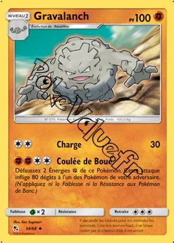 Carte Pokémon Gravalanch n°34 de la série Destinées Occultes