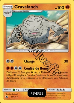 Carte Pokémon Gravalanch Reverse n°34 de la série Destinées Occultes