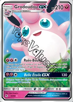 Carte Pokémon Grodoudou GX n°42 de la série Destinées Occultes