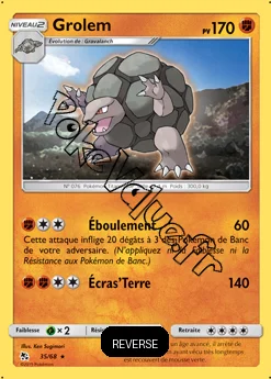 Carte Pokémon Grolem Reverse n°35 de la série Destinées Occultes
