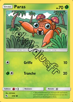 Carte Pokémon Paras  n°4 de la série Destinées Occultes