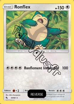 Carte Pokémon Ronflex Reverse n°50 de la série Destinées Occultes