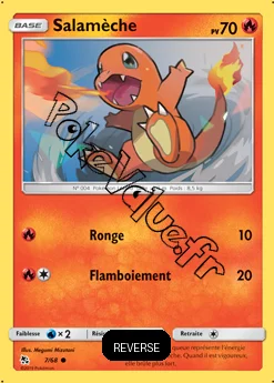 Carte Pokémon Salamèche Reverse n°7 de la série Destinées Occultes