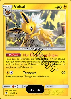 Carte Pokémon Voltali Reverse n°23 de la série Destinées Occultes