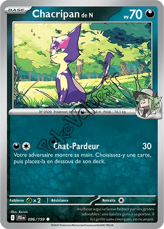 Carte Pokémon Chacripan de N  n°096 de la série Aventures Ensemble
