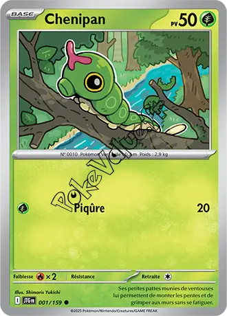Carte Pokémon Chenipan  n°001 de la série Aventures Ensemble