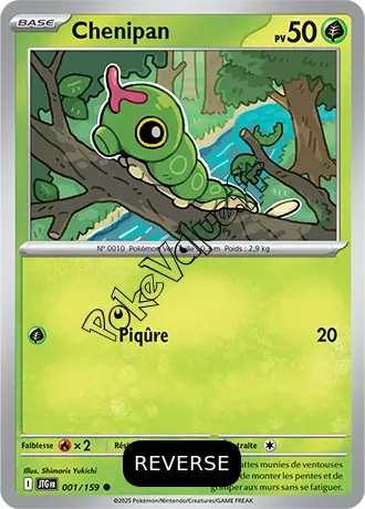 Carte Pokémon Chenipan  Reverse n°001 de la série Aventures Ensemble