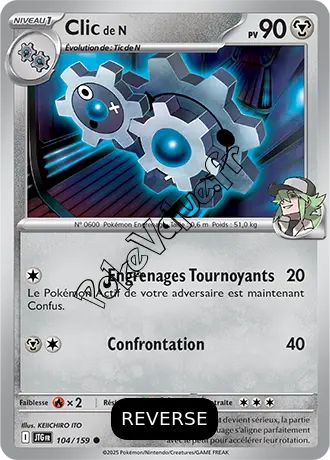 Carte Pokémon Clic de N  Reverse n°104 de la série Aventures Ensemble