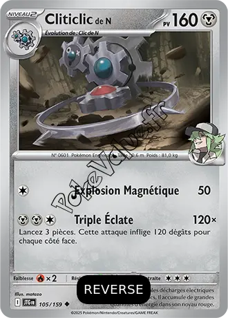 Carte Pokémon Cliticlic de N  Reverse n°105 de la série Aventures Ensemble