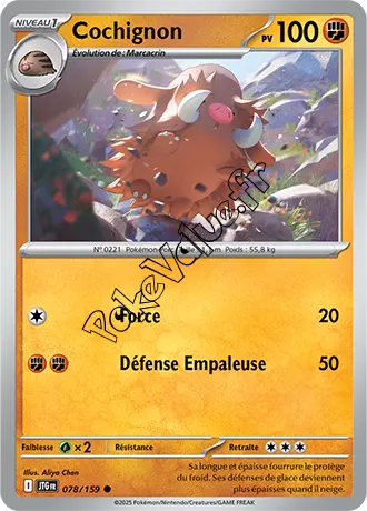 Carte Pokémon Cochignon  n°078 de la série Aventures Ensemble