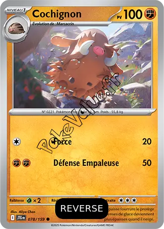 Carte Pokémon Cochignon  Reverse n°078 de la série Aventures Ensemble