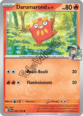 Carte Pokémon Darumarond de N  n°026 de la série Aventures Ensemble