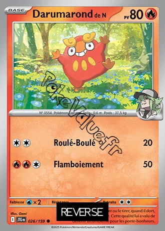 Carte Pokémon Darumarond de N  Reverse n°026 de la série Aventures Ensemble