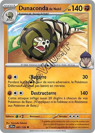 Carte Pokémon Dunaconda de Nabil  n°087 de la série Aventures Ensemble