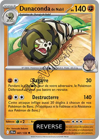 Carte Pokémon Dunaconda de Nabil  Reverse n°087 de la série Aventures Ensemble