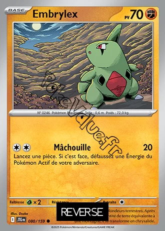 Carte Pokémon Embrylex  Reverse n°080 de la série Aventures Ensemble