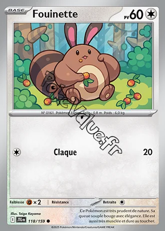 Carte Pokémon Fouinette  n°118 de la série Aventures Ensemble
