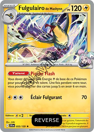 Carte Pokémon Fulgulairo de Mashynn  Reverse n°055 de la série Aventures Ensemble