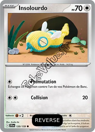 Carte Pokémon Insolourdo  Reverse n°120 de la série Aventures Ensemble