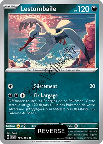Carte Pokémon Lestombaile  Reverse n°101 de la série Aventures Ensemble