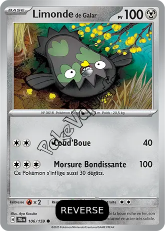Carte Pokémon Limonde de Galar  Reverse n°106 de la série Aventures Ensemble