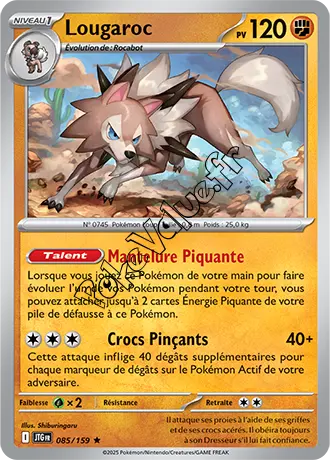 Carte Pokémon Lougaroc  n°085 de la série Aventures Ensemble