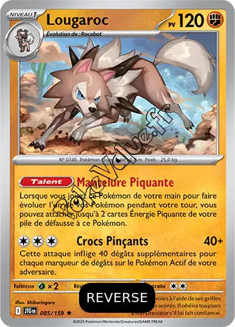 Carte Pokémon Lougaroc  Reverse n°085 de la série Aventures Ensemble
