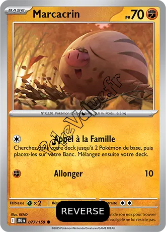 Carte Pokémon Marcacrin  Reverse n°077 de la série Aventures Ensemble