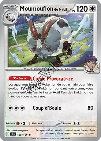 Carte Pokémon Moumouflon de Nabil  n°136 de la série Aventures Ensemble