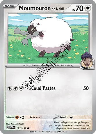 Carte Pokémon Moumouton de Nabil  n°135 de la série Aventures Ensemble