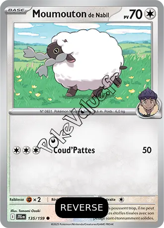 Carte Pokémon Moumouton de Nabil  Reverse n°135 de la série Aventures Ensemble
