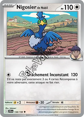 Carte Pokémon Nigosier de Nabil  n°138 de la série Aventures Ensemble