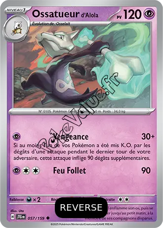 Carte Pokémon Ossatueur d'Alola  Reverse n°057 de la série Aventures Ensemble